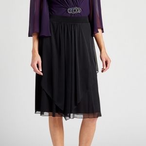 CONNECTED APPAREL black layered midi skirt